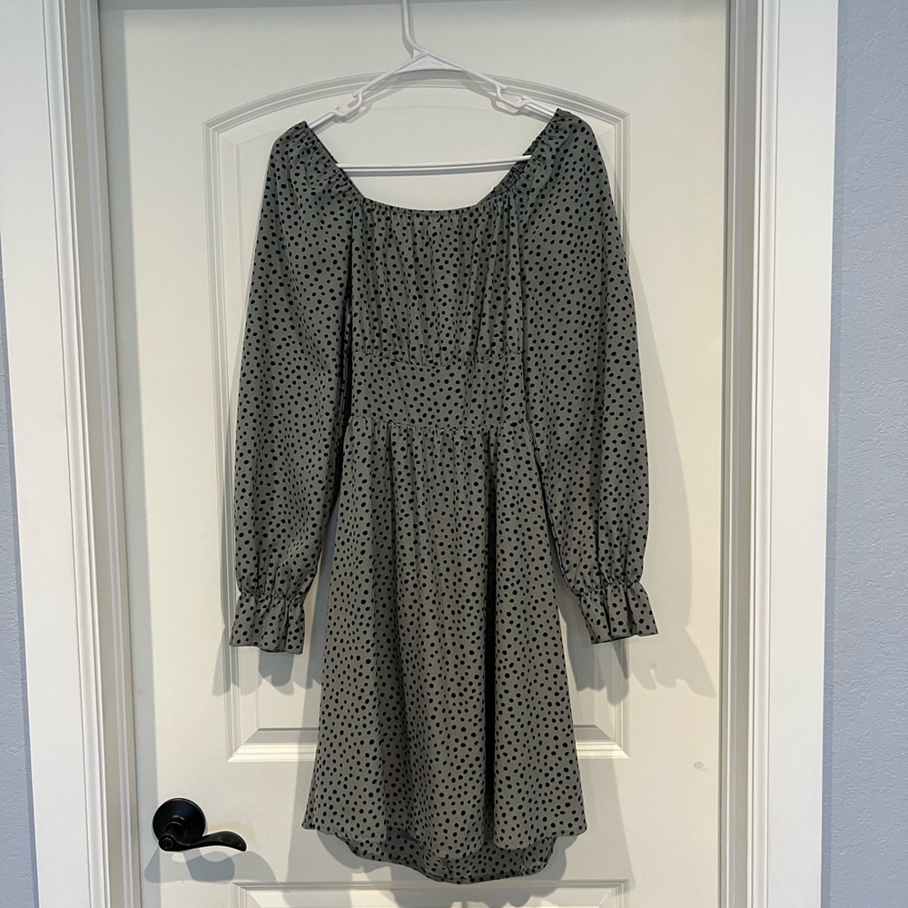 Elegant Black Polka Dot Dress size large